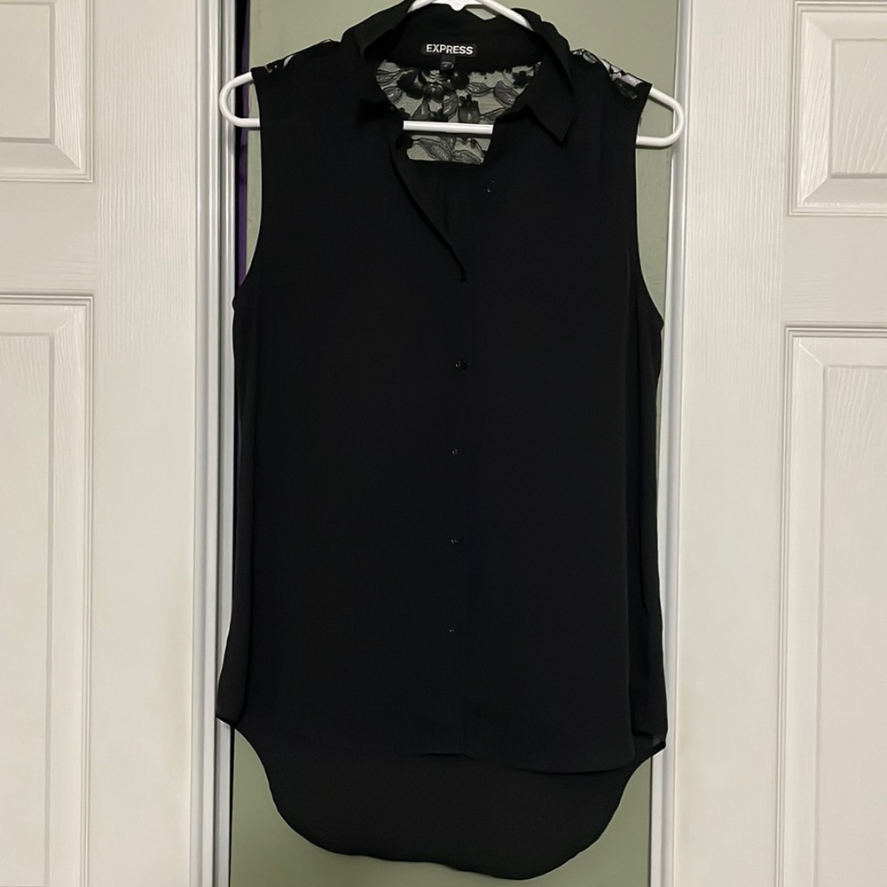 Express Button Down Tank Top, Open Lace Back, Women’s Small, Excellent Condition